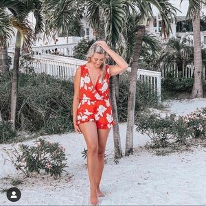 Pink Lily - Red Romper
